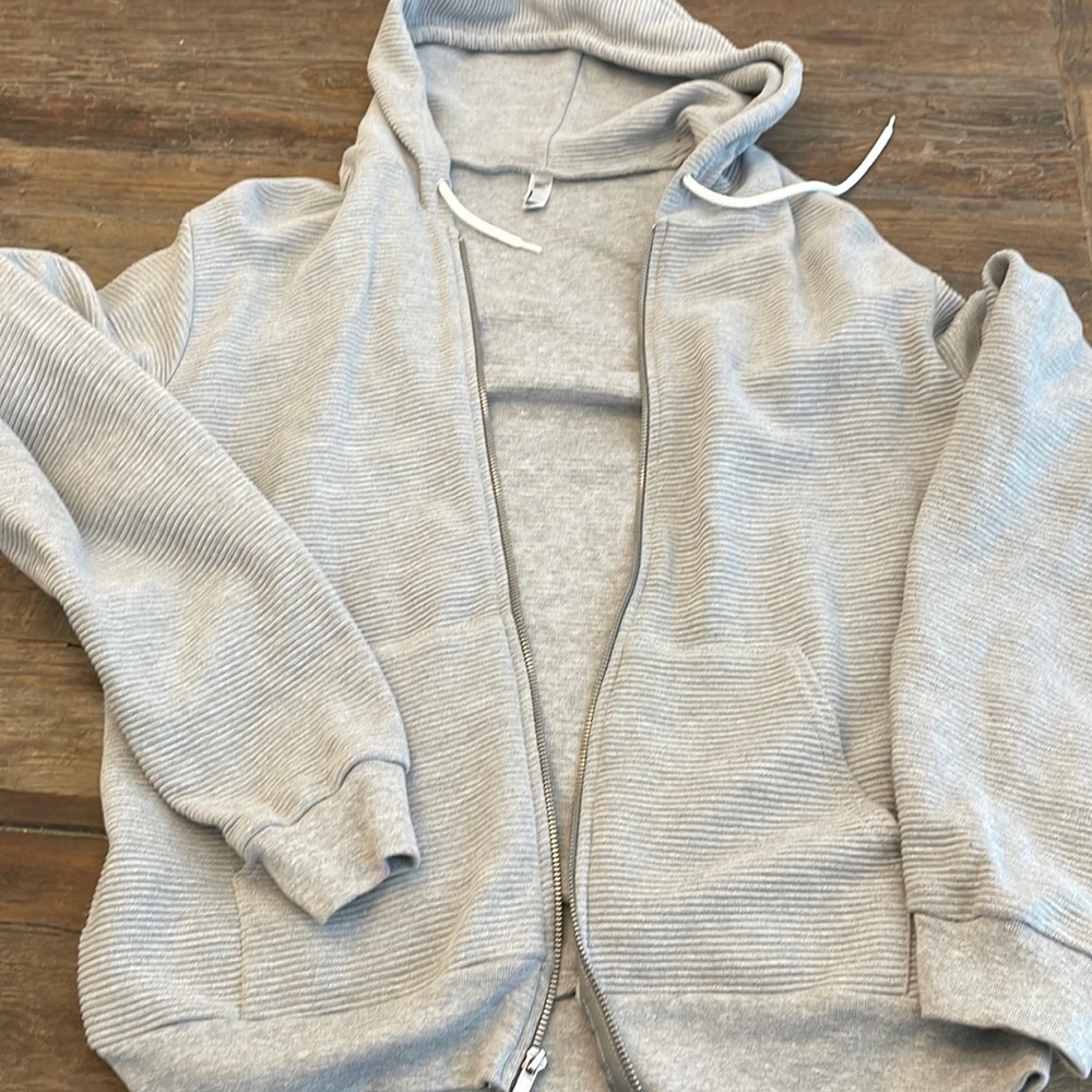 American Apparel Large Ribbed Gray Sweatshirt Vintage Like New Hard to Find!